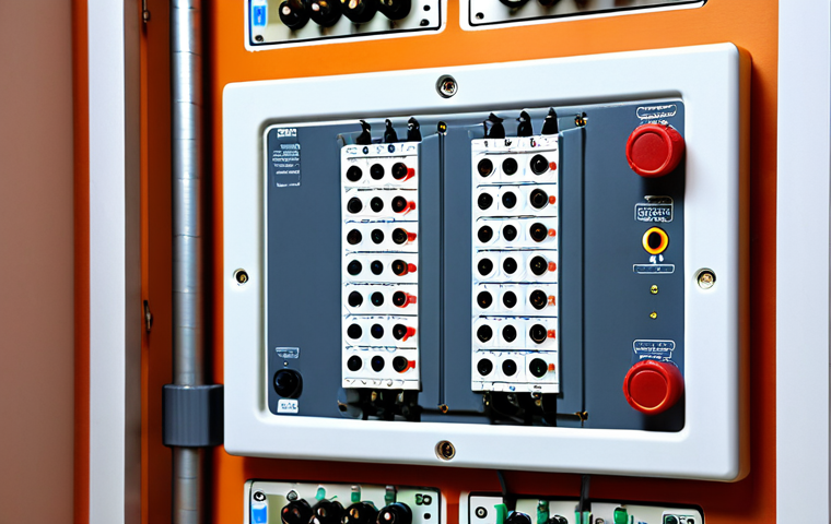 **Prompt 1:** A modern Swedish home electrical panel (central elcentral) with visible circuit breakers (jordfelsbrytare) and surge protection (överspänningsskydd). Focus on safety and modern technology.